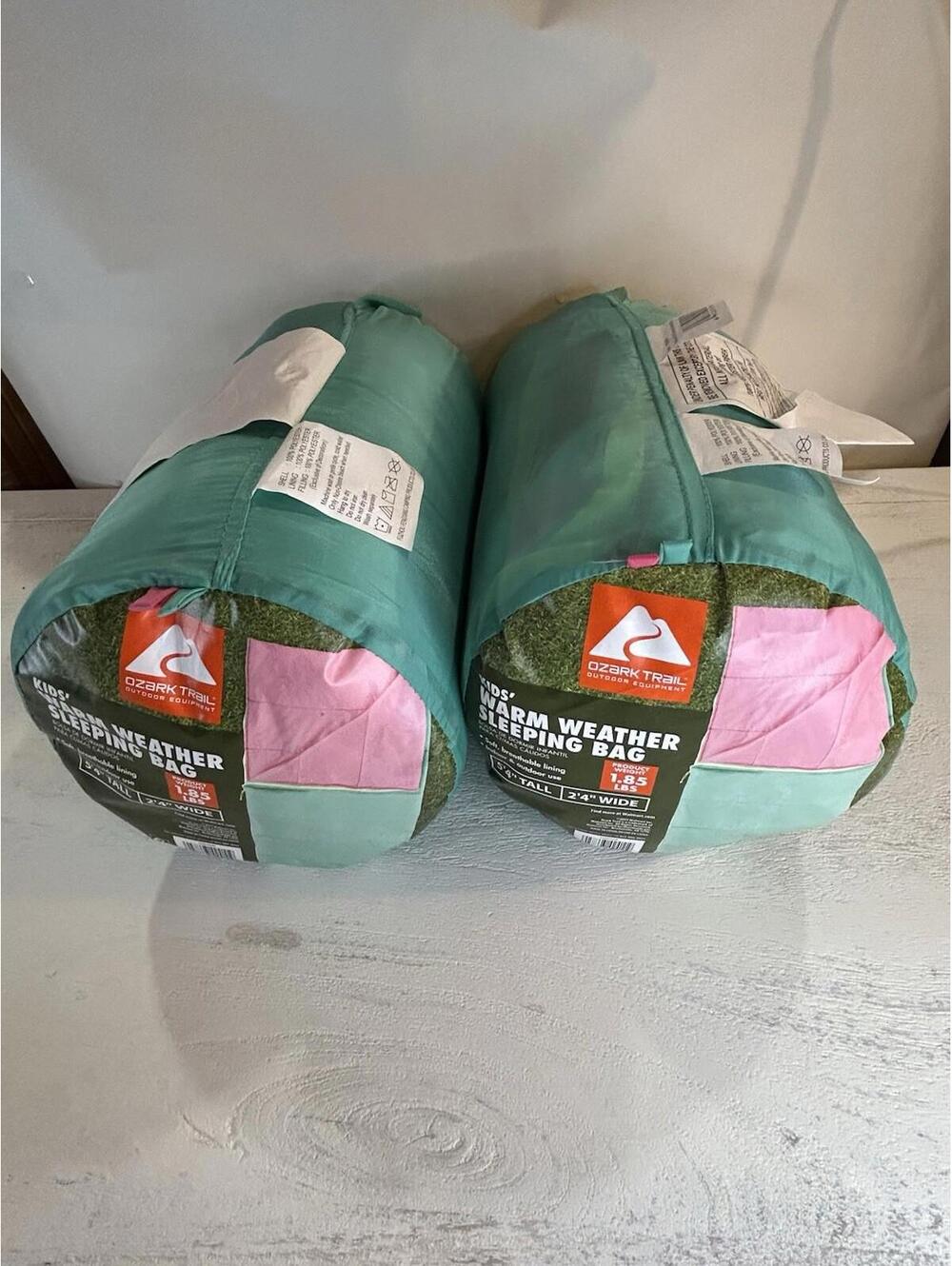 Ozark Trail Youth Warm Weather Sleeping Bag - Blue/Pink Interior - 5'4"X 2'4"